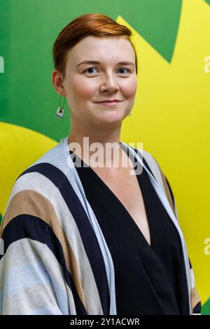 Ann-Sophie Bohm Landessprecherin B90/die Grünen Thüringen Porträt, Einzelbild, 02.09.2024, Erfurt Deutschland, Politik, Landtagswahl Thüringen, Pressekonferenz B90/die Grünen am Tag nach der Wahl *** Ann Sophie Bohm Landessprecherin B90 The Grünen Thüringen Portrait, Einzelbild, 02 09 2024, Erfurt Deutschland , Politik, Politik, Landtagswahl Thüringen, Pressekonferenz B90 die Grünen am Tag nach der Wahl xprx Stockfoto