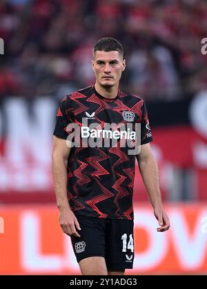 LEVERKUSEN - Patrik Schick von Bayer 04 Leverkusen während des Bundesliga-Spiels zwischen Bayer 04 Leverkusen und RB Leipzig in der Bay Arena am 31. August 2024 in Leverkusen. ANP | Hollandse Hoogte | GERRIT VAN KEULEN Stockfoto