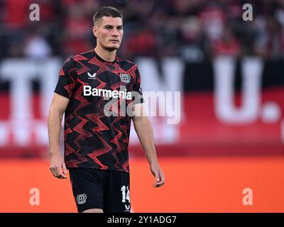 LEVERKUSEN - Patrik Schick von Bayer 04 Leverkusen während des Bundesliga-Spiels zwischen Bayer 04 Leverkusen und RB Leipzig in der Bay Arena am 31. August 2024 in Leverkusen. ANP | Hollandse Hoogte | GERRIT VAN KEULEN Stockfoto