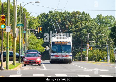 SEPTEN-spurlose Trolleys in Philadelphia Stockfoto