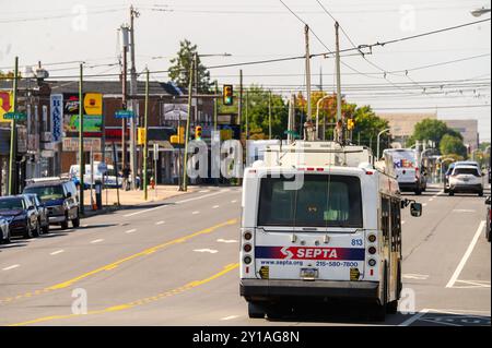 SEPTEN-spurlose Trolleys in Philadelphia Stockfoto