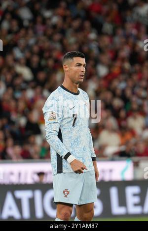 Lissabon, Portugal. September 2024. Cristiano Ronaldo aus Portugal war beim Fußball-Spiel der Gruppe A1 der UEFA Nations League zwischen Portugal und Kroatien in Estadio da Luz zu sehen. Endpunktzahl: Portugal 2:1 Kroatien Credit: SOPA Images Limited/Alamy Live News Stockfoto