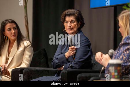 Austin Texas USA, 5. September 2024: LUCI BAINES JOHNSON, Tochter des verstorbenen US-Präsidenten Lyndon Baines Johnson und seiner Frau Lady Bird Johnson, spricht während einer Podiumsdiskussion über den Einfluss der First Ladies beim Texas Tribune Festival 2024 über das Erbe ihrer Mutter. Luci Johnson, jetzt in ihren 70ern, wuchs in The White House Credit: Bob Daemmrich/Alamy Live News auf Stockfoto