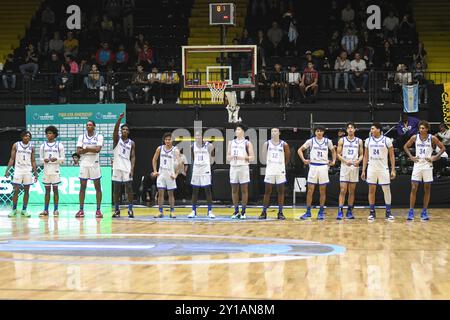 Dominikanische Republik Basketball-U18-Nationalmannschaft. FIBA Basketball Americup U18 - Buenos Aires 2024 Stockfoto