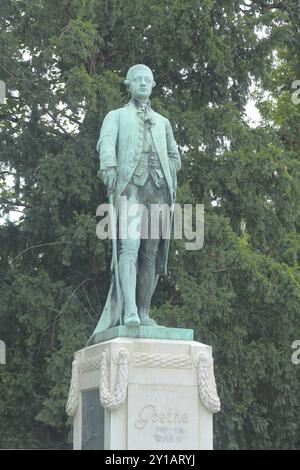 Goethe-Denkmal, Campus-Zentrum Universite, Skulptur, Johann Wolfgang von Goethe, Universität Straßburg, Unterrhein, Elsass, Frankreich, Europa Stockfoto