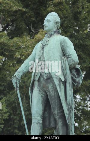 Goethe-Denkmal, Campus-Zentrum Universite, Skulptur, Johann Wolfgang von Goethe, Universität Straßburg, Unterrhein, Elsass, Frankreich, Europa Stockfoto