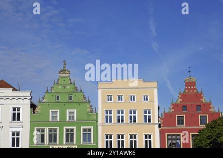 Hausgiebeln in der Hansestadt Guestrow Stockfoto