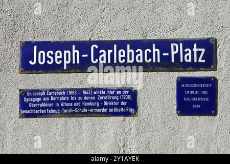 Emailschild Joseph-Carlebach-Platz in Hamburg Stockfoto