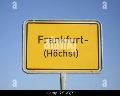 Ortsschild Frankfurt-Hoechst Stockfoto