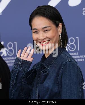 Venedig, Italien. September 2024. Schauspielerin Vera Chen aus dem Film „Stranger Eyes“ posiert für den Fotoaufruf während des 81. Filmfestivals in Venedig, Italien, 5. September 2024. Quelle: Li Jing/Xinhua/Alamy Live News Stockfoto