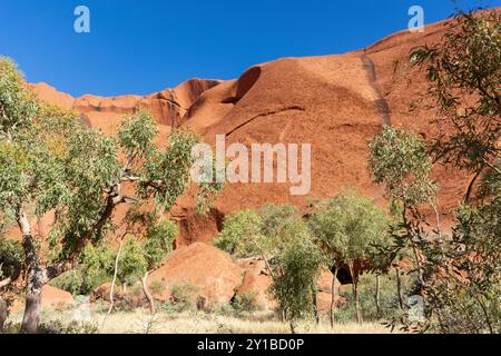 Blick vom Kuniya Walk, Uluru (Ayers Rock), Uluṟu-Kata Tjuṯa Nationalpark, Northern Territory, Australien Stockfoto