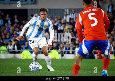 Buenos Aires, Buenos Aires, Argentinien. September 2024. Alexis Mac Allister aus Argentinien (L), gesehen während des Spiels zwischen Argentinien und Chile im Rahmen der WM 2026 - Qualifikation am 05. September 2024 in Buenos Aires, Argentinien (Foto: © Roberto Tuero/ZUMA Press Wire) NUR REDAKTIONELLE VERWENDUNG! Nicht für kommerzielle ZWECKE! Quelle: ZUMA Press, Inc./Alamy Live News Stockfoto