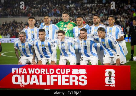 Buenos Aires, Buenos Aires, Argentinien. September 2024. Argentinien Nationalmannschaft, die während des Spiels zwischen Argentinien und Chile im Rahmen der Weltmeisterschaft 2026 - Qualifikation am 05. September 2024 in Buenos Aires, Argentinien (Foto: © Roberto Tuero/ZUMA Press Wire) NUR ZUR REDAKTIONELLEN VERWENDUNG gesehen wurde! Nicht für kommerzielle ZWECKE! Quelle: ZUMA Press, Inc./Alamy Live News Stockfoto