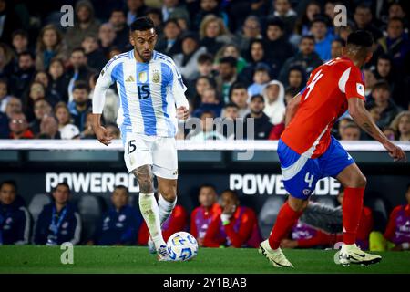 Buenos Aires, Buenos Aires, Argentinien. September 2024. Cristian Romero aus Argentinien im Spiel zwischen Argentinien und Chile im Rahmen der WM 2026 - Qualifikation am 05. September 2024 in Buenos Aires, Argentinien (Foto: © Roberto Tuero/ZUMA Press Wire) NUR REDAKTIONELLE VERWENDUNG! Nicht für kommerzielle ZWECKE! Quelle: ZUMA Press, Inc./Alamy Live News Stockfoto