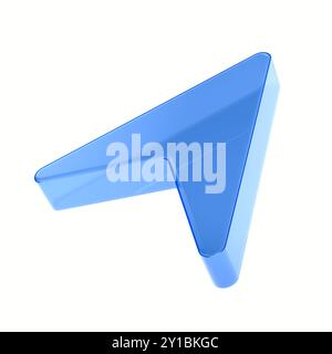 Glaspfeil auf weißem Hintergrund. Isolierte 3D-Darstellung Stockfoto