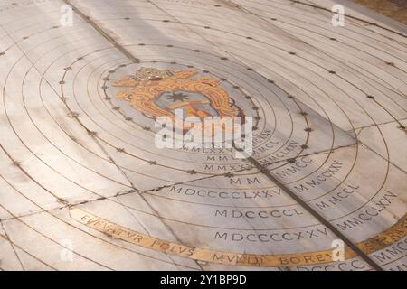 Meridian-Linie. Basilika St. Mary Engel und die Märtyrer. Rom Stockfoto