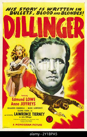 Oldtimer-Filmposter - Dillinger (Monogramm, 1945). Lawrence Tierney, Edmund Lowe, Anne Jeffreys Stockfoto