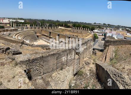 Römisches Amphitheater in der Stadt Santiponce Stockfoto