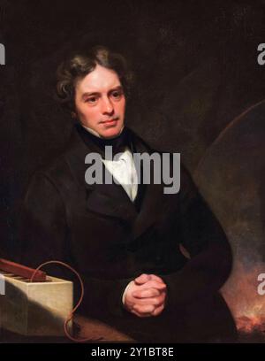 Michael Faraday (1791–1867), englischer Wissenschaftler, Portraitgemälde in Öl auf Leinwand von Thomas Phillips, 1841-1842 Stockfoto