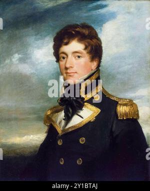 Captain Frederick William Beechey (1796–1856), englischer Marineoffizier, Künstler, Entdecker, Hydrograf und Schriftsteller, Porträtgemälde in Öl auf Leinwand von George Duncan Beechey, um 1822 Stockfoto