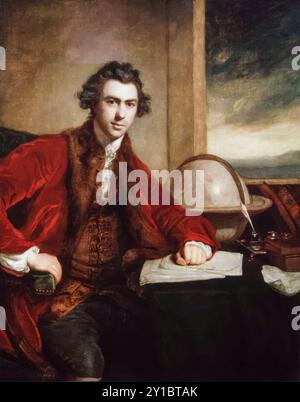 Sir Joseph Banks, 1. Baronet (1743–1820), englischer Entdecker, Naturforscher und Botaniker, Porträtgemälde in Öl auf Leinwand von Sir Joshua Reynolds, 1771-1773 Stockfoto