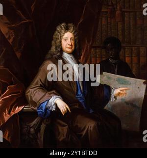 Sir John Chardin (1643–1713), geboren als Jean-Baptiste Chardin, Diamantenhändler und Reiseschreiber, Porträtmalerei in Öl auf Leinwand um 1711 Stockfoto