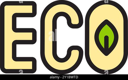 Icon FLAT tec ECO mit Blattökologie, Natur grün und Erde retten. Bearbeitbare Datei Stock Vektor