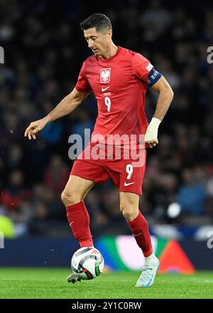 Glasgow, Großbritannien. September 2024. Robert Lewandowski aus Polen während des Spiels der UEFA Nations League im Hampden Park, Glasgow. Der Bildnachweis sollte lauten: Neil Hanna/Sportimage Credit: Sportimage Ltd/Alamy Live News Stockfoto