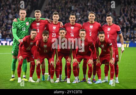 Glasgow, Großbritannien. September 2024. Die Polen starteten elf während des Spiels der UEFA Nations League im Hampden Park, Glasgow. Der Bildnachweis sollte lauten: Neil Hanna/Sportimage Credit: Sportimage Ltd/Alamy Live News Stockfoto