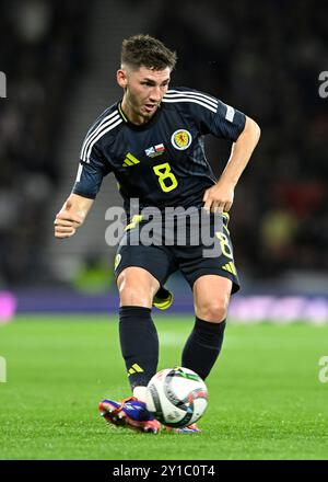 Glasgow, Großbritannien. September 2024. Billy Gilmour aus Schottland während des Spiels der UEFA Nations League im Hampden Park, Glasgow. Der Bildnachweis sollte lauten: Neil Hanna/Sportimage Credit: Sportimage Ltd/Alamy Live News Stockfoto