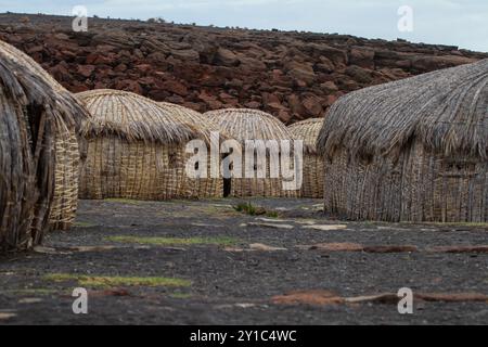 Turkana Village, Lake Turkana, Kenia die Turkana sind ein nilotisches Volk aus dem Turkana County im Nordwesten Kenias Stockfoto