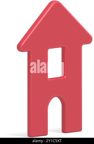 Realistische Weihnachtskugel rot schlankes Landhaus mit Dach, Fenster und Eingang für Fichte verzieren isometrische Vektor-Illustration. Niedlich festlich W Stock Vektor