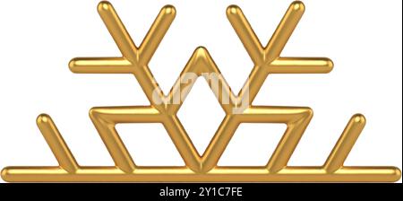 Luxuriöse goldene glänzende Schneeflocke Halb-Stern-ornamentale Dekoration für Winterurlaub realistische 3D-Vektor-Illustration. Teure reiche Weihnachtsschneemuster d Stock Vektor
