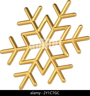 Luxuriöse metallische eingekreiste Schneeflocke klassische Musterform traditionelle Winter Innenausstattung Fichte Dekor 3D realistische Vektor Illustration. Reichhaltiges Weihnachtsgeschenk Stock Vektor