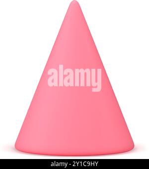 Niedlicher rosa abstrakter Weihnachtsbaum minimalistischer Kegel Dreieck geometrische Form 3D Icon realistische Vektor-Illustration. Elegante, feminine dreieckige Figur Stock Vektor