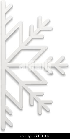 Nette Zärtlichkeit vertikale Schneeflocke halb gefrorenes Eis ornamentales dekoratives Design 3D Vorlage Vektor Illustration. Luxuriöser weißer, realistischer, abgewinkelter Schneeschiff Stock Vektor