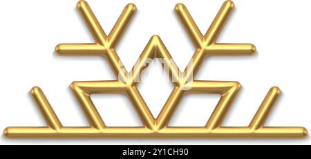 Luxuriöse goldene glänzende Schneeflocke Halb-Stern-ornamentale Dekoration für Winterurlaub realistische 3D-Vektor-Illustration. Teure reiche Weihnachtsschneemuster d Stock Vektor