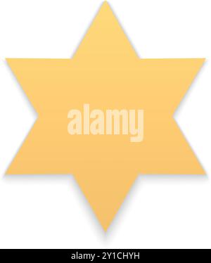 Realistische goldene matte sechs spitze Sternchen mit Schatten Insignien Preis religiöse dekorative Design Vektor Illustration. Luxuriöses Design mit Metallic-Sternen Stock Vektor