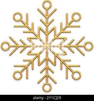 Luxus Premium Xmas Fichte Kreis Kugel Winter Schneeflocke Ornament dekorative 3D Vorlage Vektor Illustration. Realistisches Weihnachtsbaumspielzeug Eisschnee g Stock Vektor