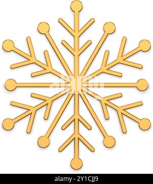 Luxusschmuck goldene matte Winter Schneeflocke realistische Weihnachtsdekor 3D Vorlage Vektor Illustration. Hochwertiges Dekorationsmuster im Eisschnee-Design Stock Vektor