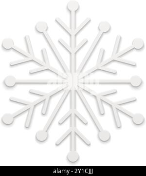 Weiße elegante dekorative Weihnachtsschneeflocke eingekreist gefrorenes Muster matte schlanke Oberfläche 3D Vorlage Vektor Illustration. Realistische traditionelle Winters Stock Vektor