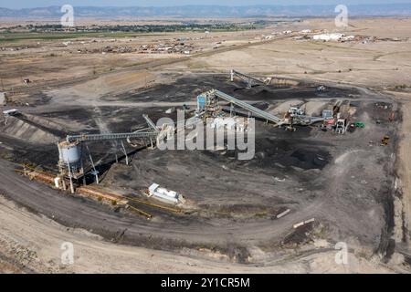 Die Pyrolyseanlage Blue Sky Energy wandelt Kohle in Bioöl, Wasserstoff, Methan und Pflanzenkohle um, ohne sie zu verbrennen. Wellington, Utah. Stockfoto