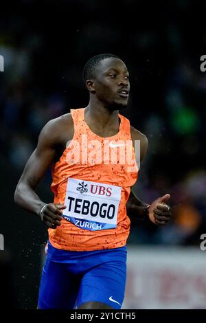 Zürich, Schweiz. September 2024. Zürich, Schweiz, 5. September 2024: Letsile Tebogo (BOT) gewinnt das 200m Men Event in der Wanda Diamond League Weltklasse Zürich im Stadion Letzigrund in Zürich. (Daniela Porcelli/SPP) Credit: SPP Sport Press Photo. /Alamy Live News Stockfoto