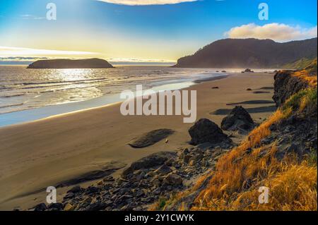 Sonnenuntergang am Meyers Creek Beach, Oregon Stockfoto