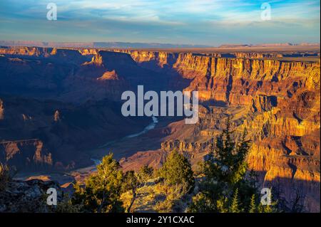 Grand Canyon bei Sonnenuntergang vom Desert View Watchtower aus Stockfoto