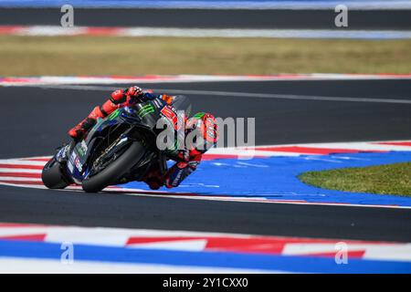 Misano Adriatico, Italien. September 2024. Fabio QUARTARARO (FRA) - Monster Energy Yamaha MotoGP Team in Runde 6 während des Free Practice 1 der MotoGP Gran Premio Red Bull di San Marino 2024 in Misano Adriatico (Italien), 13. Runde der MotoGP Weltmeisterschaft 2024. Quelle: Riccardo Righetti/Alamy Live News Stockfoto