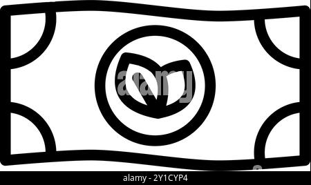 Icon Line Geldpapier mit Blattökologie, Natur grün und Erde retten. Bearbeitbare Datei Stock Vektor