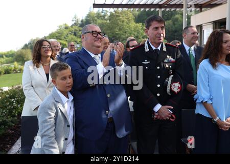 Bologna, Italien. September 2024. Bologna, Italia - Cronaca - 6 Settembre 2024 - inaugurazione nuova sede della BBS Bologna Businesss School - MAX BERGAMI - (Foto Michele Nucci/LaPresse) News - Bologna, Italien - 06. September 2024 - Einweihung des neuen Hauptquartiers der BBS Bologna Businesss School - (Foto Michele Nucci/LaPresse) Credit: LaPresse/Alamy Live News Stockfoto