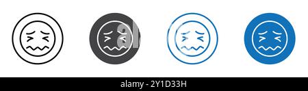 Verwirrtes Emoji Icon Logo-Zeichen in dünner Linie und Gruppenkollektion Stock Vektor