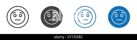 Anguished Emoji Icon Logo-Zeichen in dünner Linie und Gruppenkollektion Stock Vektor